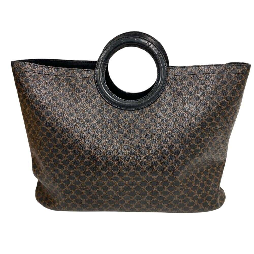 CELINE Circle Logo Macadam Handbag, Black - Picture 2 of 15